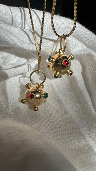 Vintage 14k Emerald + Ruby Sputnik Charm