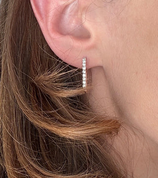 Rose Gold Rectangle Diamond Hoops