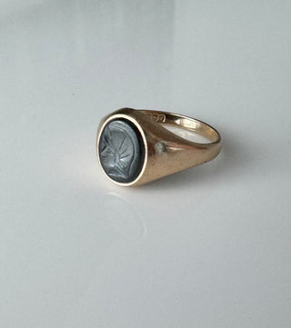 Vintage 9K Centurion Natural Hematite Ring