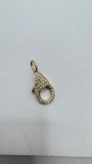 14k Gold Diamond Lobster Clasp Pendant Solid Gold Openable Lock for Charms and Necklaces
