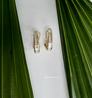 Vintage 10k Gold Natural Diamond Baguette Stunning Earrings